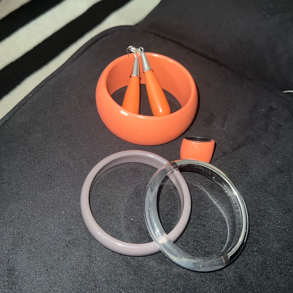 Acetate Bracelet, Earrings And Ring Set